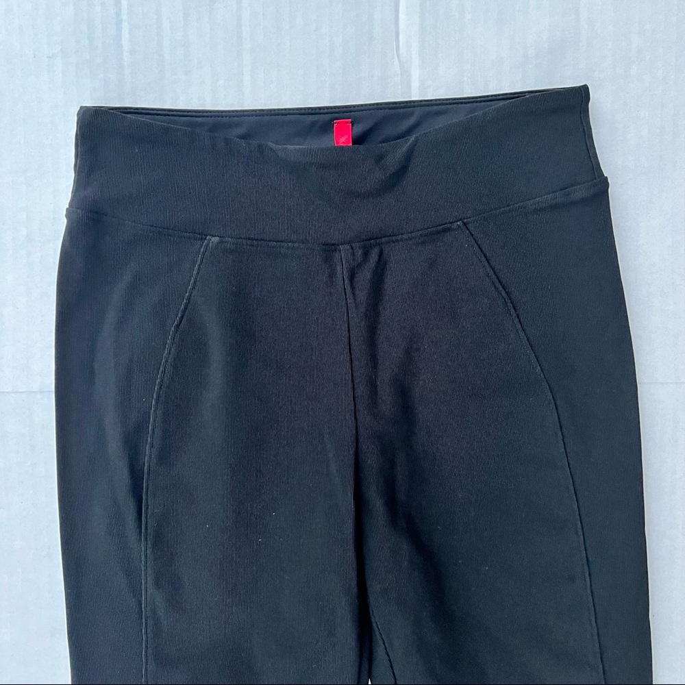 Spanx Stretchy Black Solid Mid Rise Active Pants … - image 3